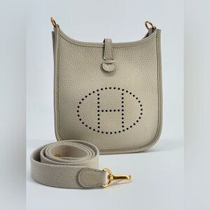 Hermes Evelyne Bag Gen III Clemence TPM Ivory Shoulder Bag